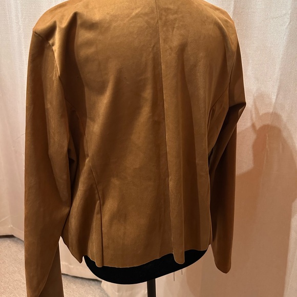 Women's Open-Front Draped Jacket - Camel - Picture 4 of 9